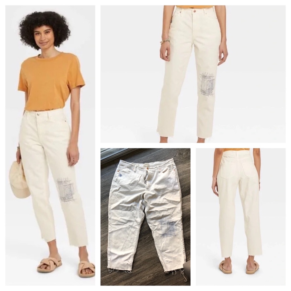 Universal Thread White Boyfriend Jeans Distressed Style